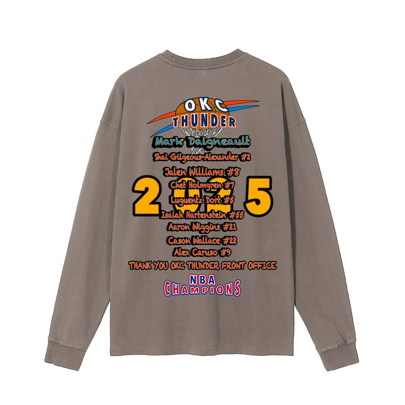 2025 Oklahoma City Thunder NBA Champions Long Sleeve