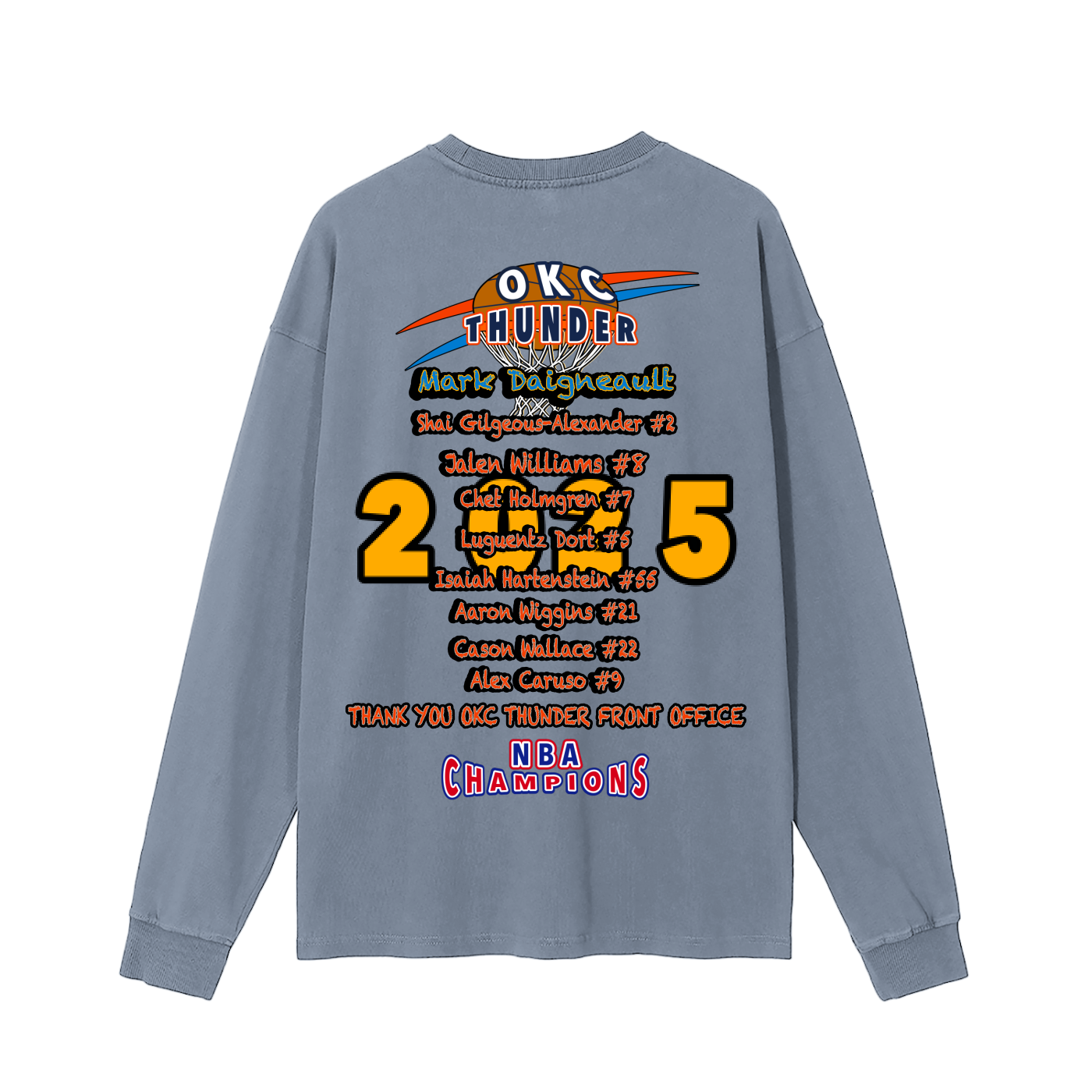 2025 Oklahoma City Thunder NBA Champions Long Sleeve