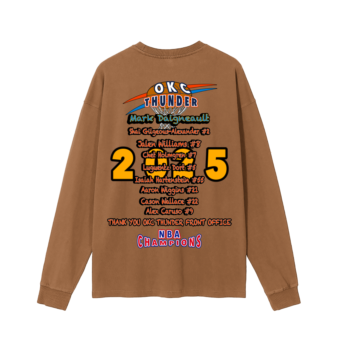 2025 Oklahoma City Thunder NBA Champions Long Sleeve