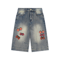 Graffiti Butterfly Denim Shorts