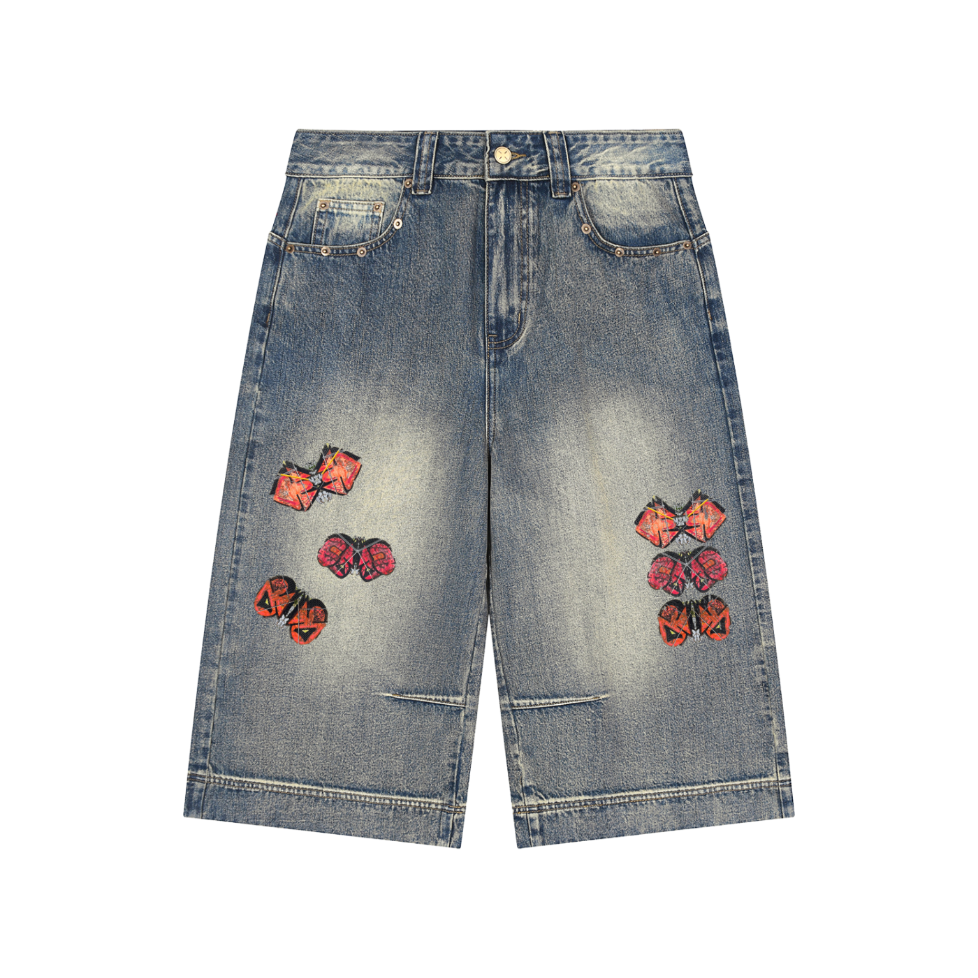 Graffiti Butterfly Denim Shorts